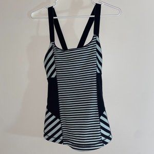 Lululemon Athletic Work It Out Tank Top Mint Green and Black Stripe